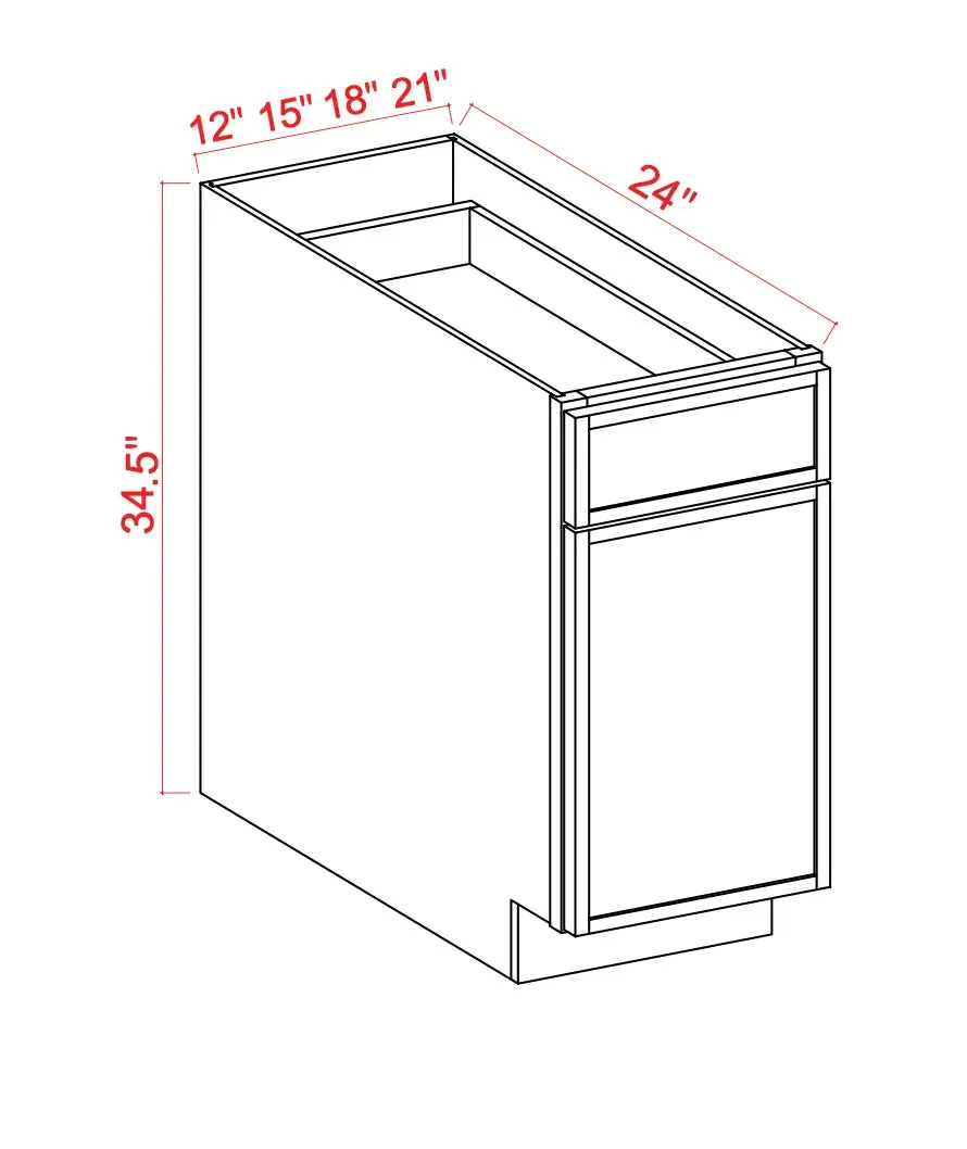 18"W Base Waste Cabinet - Shaker Slim