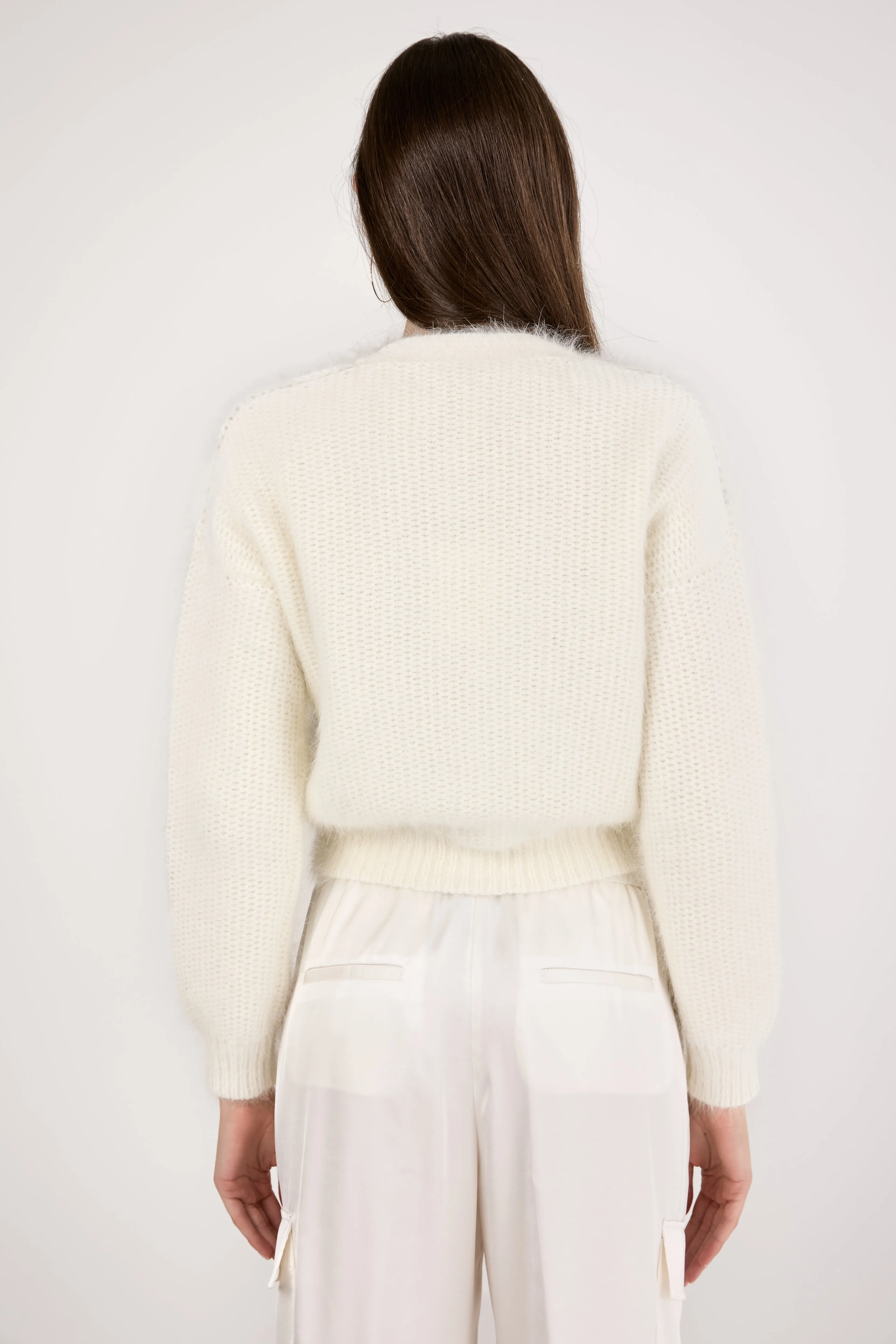 Angora Cardigan in Natural White