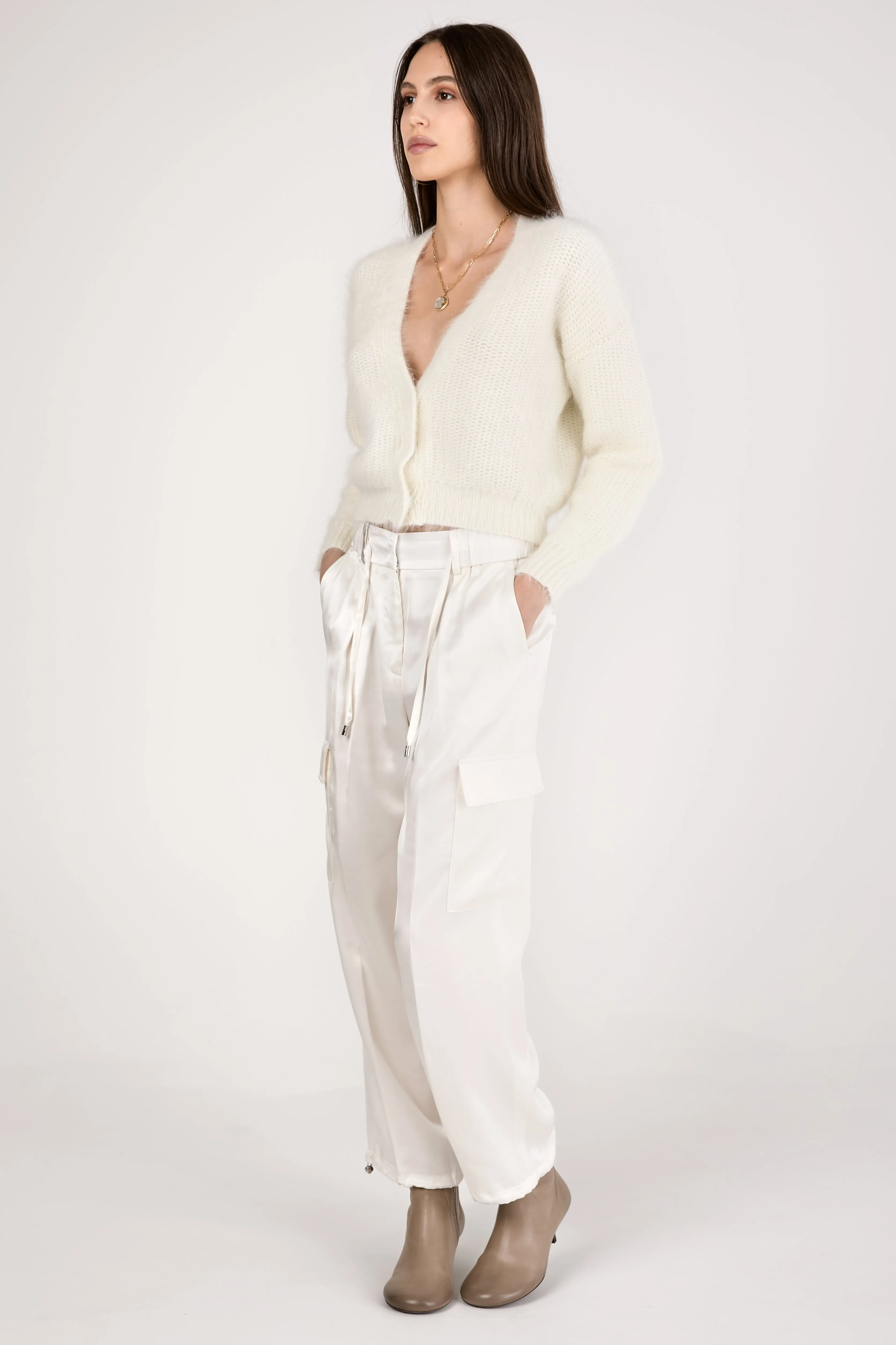 Angora Cardigan in Natural White