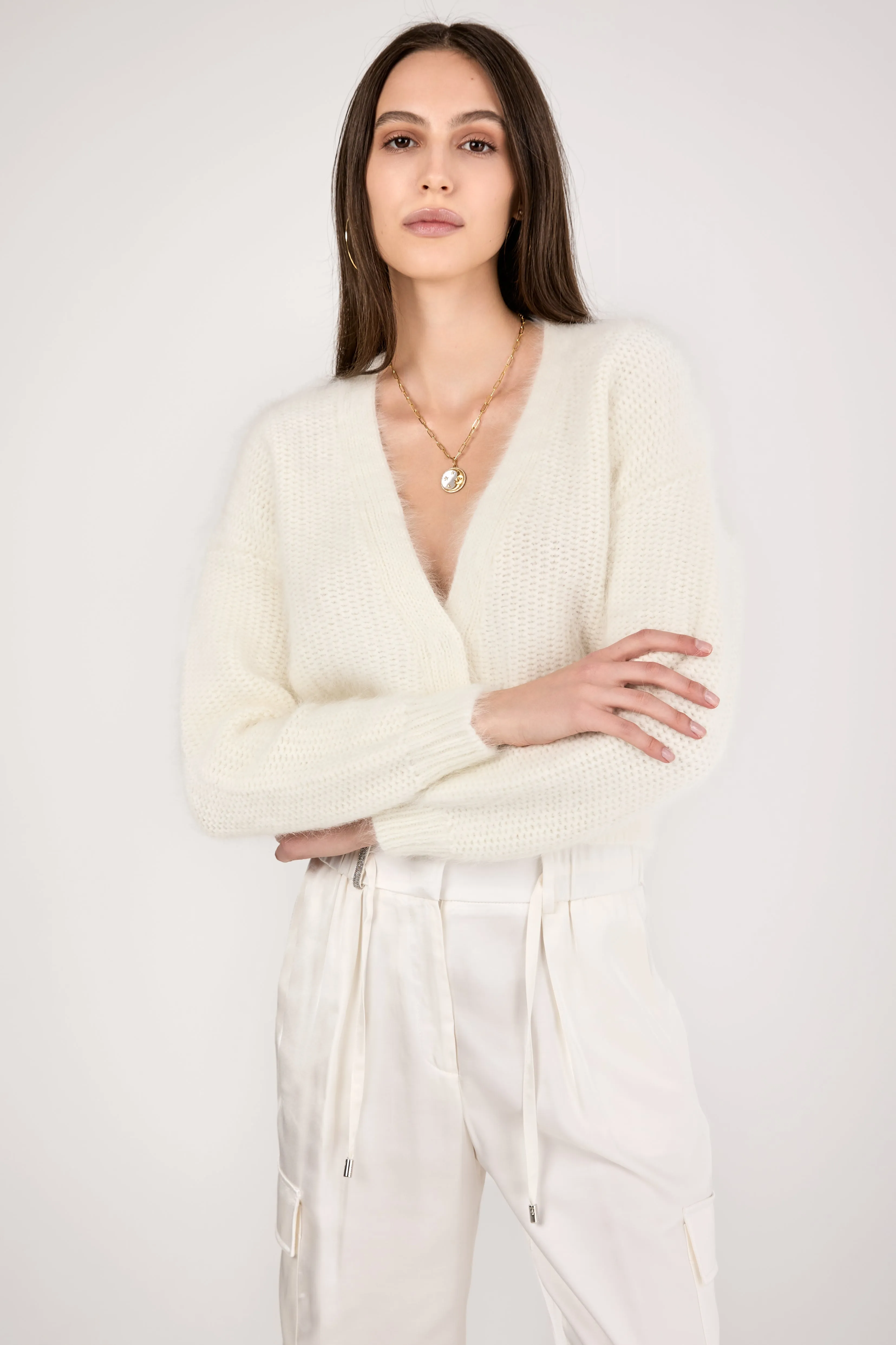 Angora Cardigan in Natural White