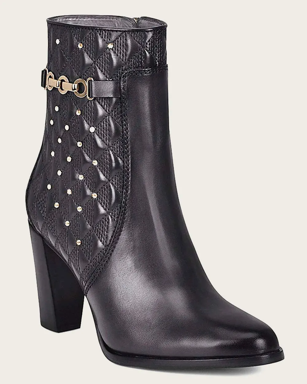 Ankle black bootie with crystals