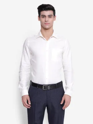 Anti-Bacterial Men Slim Fit Solid Spread Collar Formal White Shirt