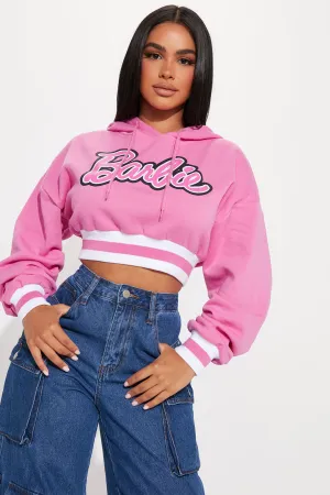 Barbie Girl Athletic Cropped Hoodie - Hot Pink