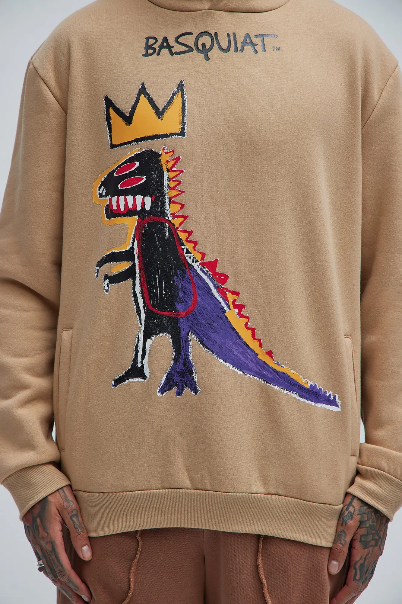 Basquiat Dinosaur Hoodie - Khaki