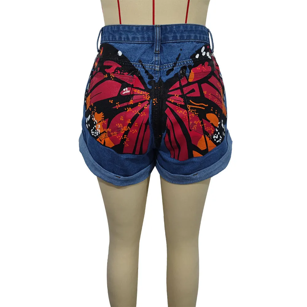 Butterfly Bottom Denim Shorts