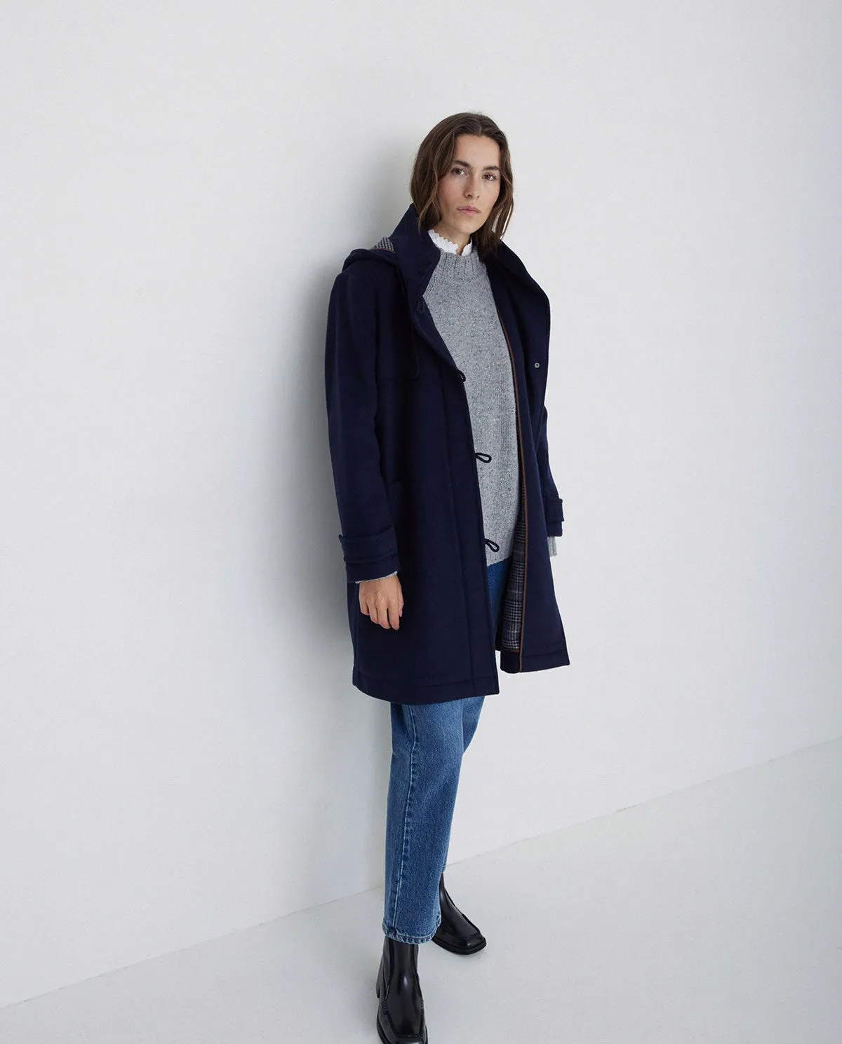 Cappotto cappuccio blu navy