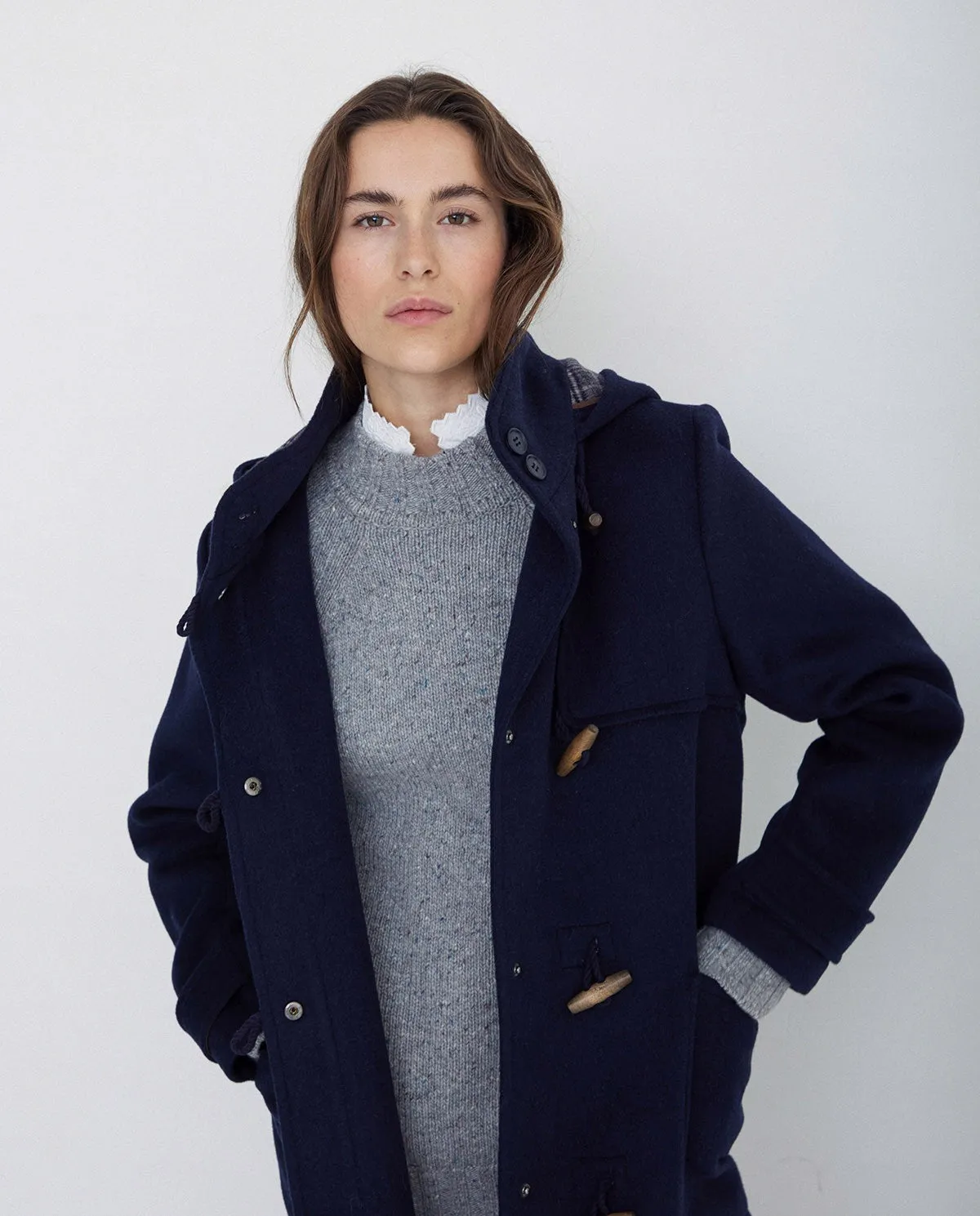 Cappotto cappuccio blu navy