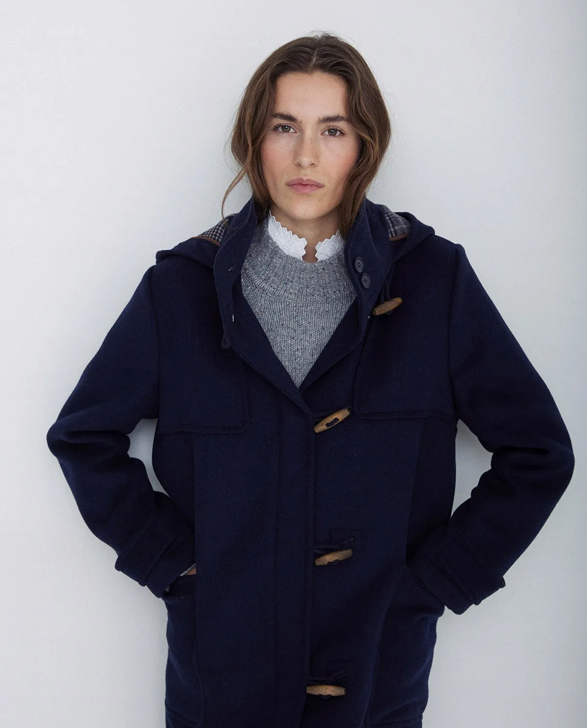 Cappotto cappuccio blu navy