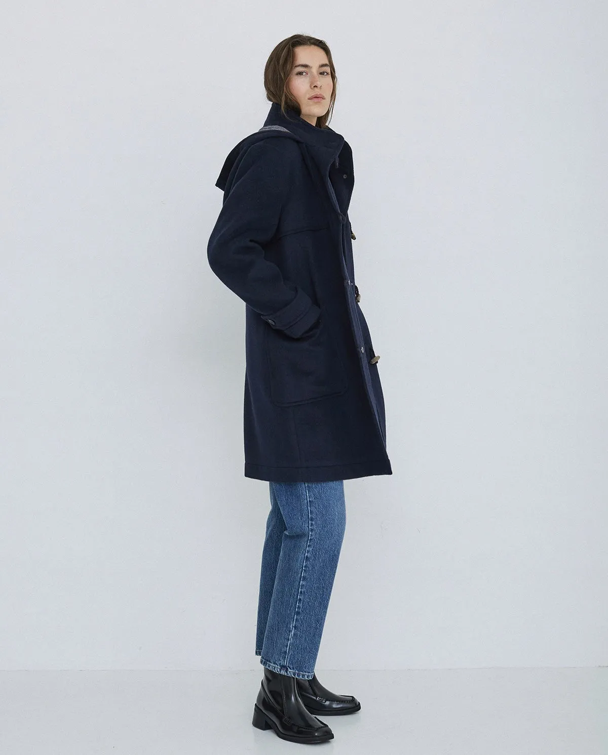 Cappotto cappuccio blu navy