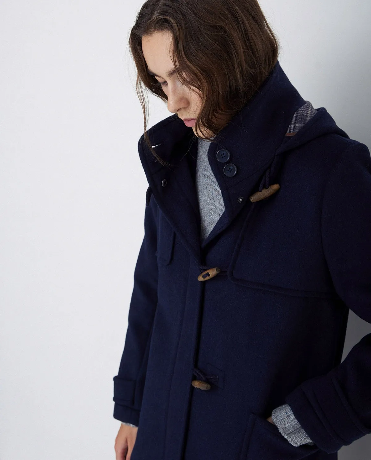 Cappotto cappuccio blu navy