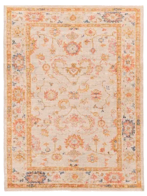 Cream Oushak Angora Wool Rug - 3'11" x 5'11"