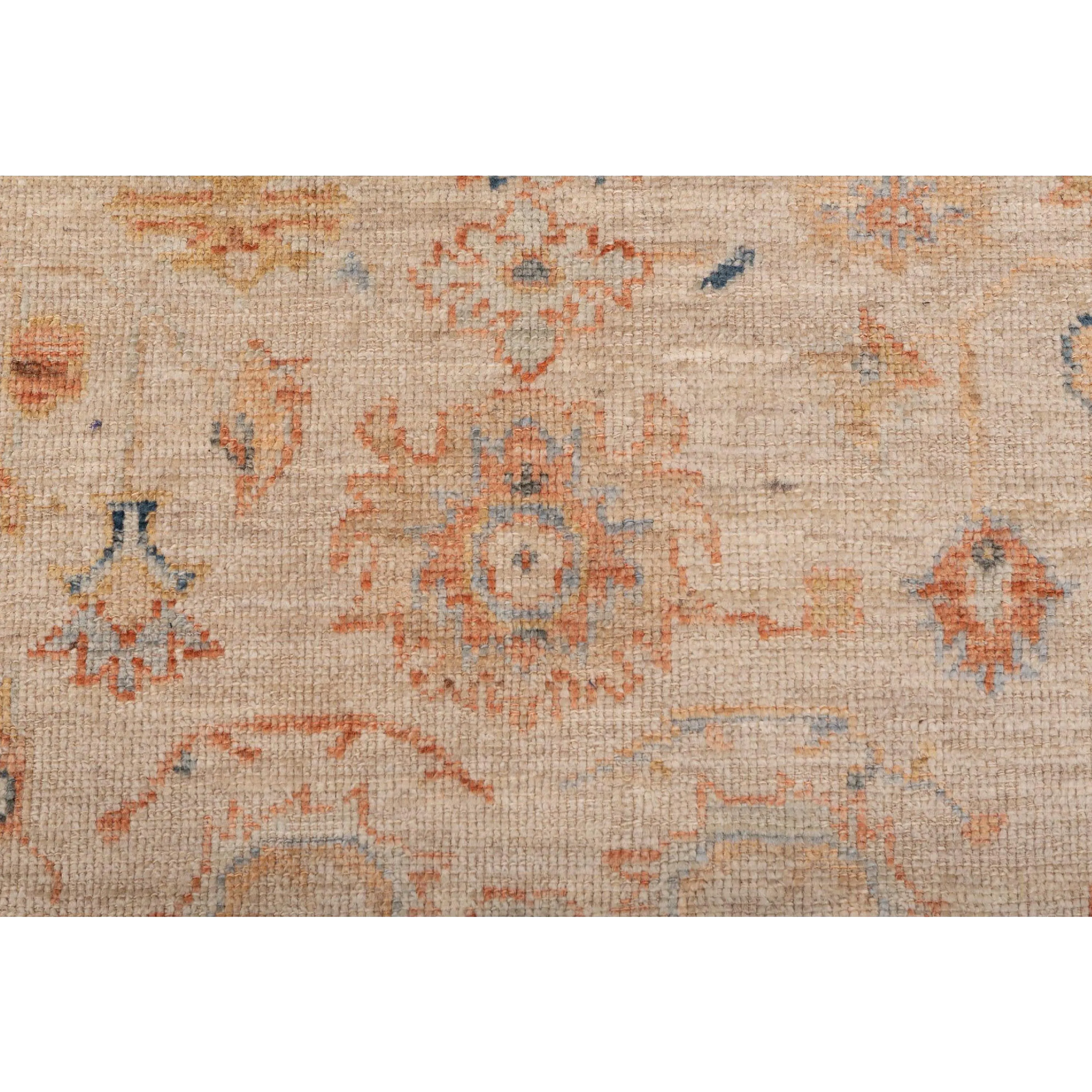 Cream Oushak Angora Wool Rug - 4'10" x 6'9"