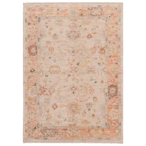 Cream Oushak Angora Wool Rug - 4'10" x 6'9"