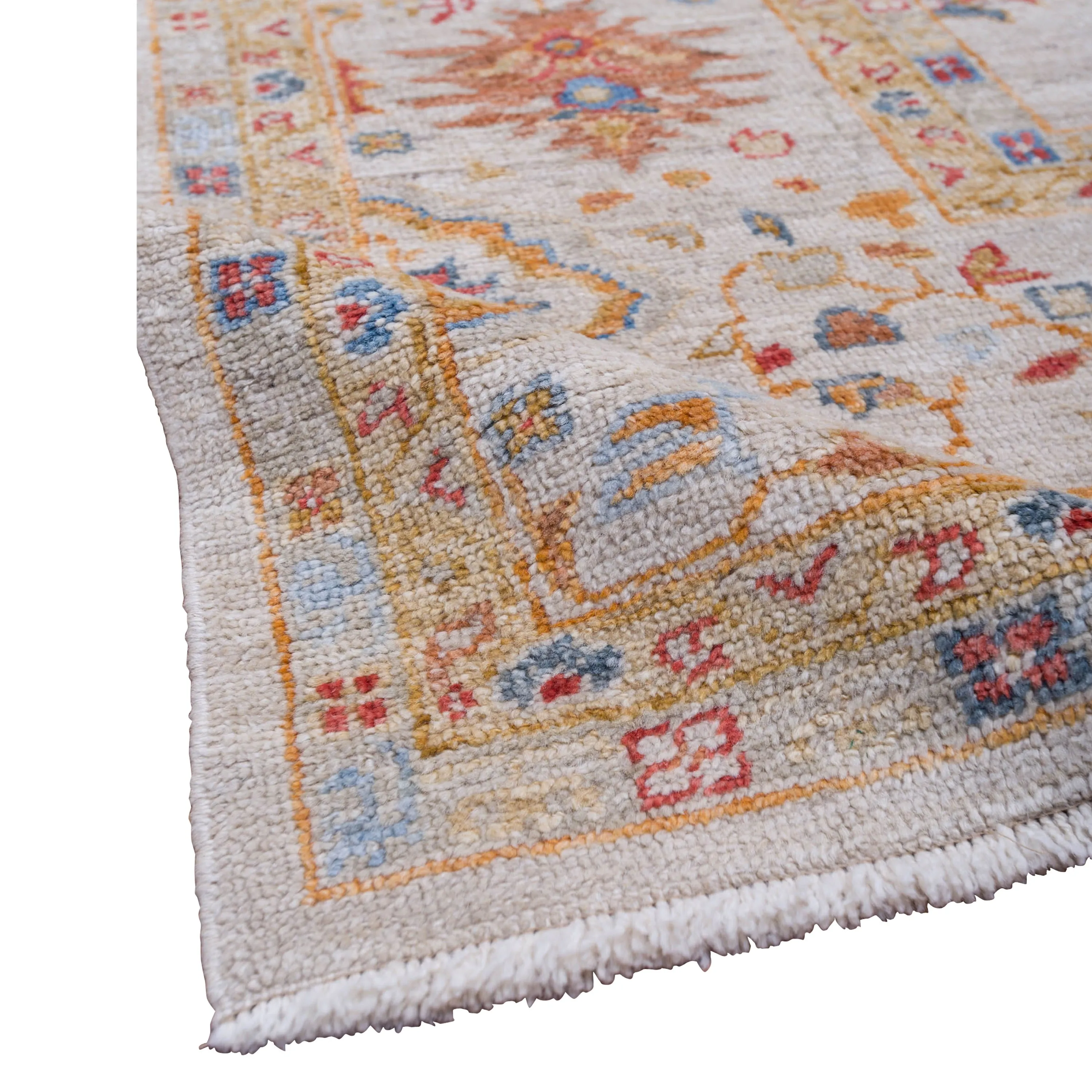 Cream Oushak Angora Wool Rug - 8'1" x 10'4"