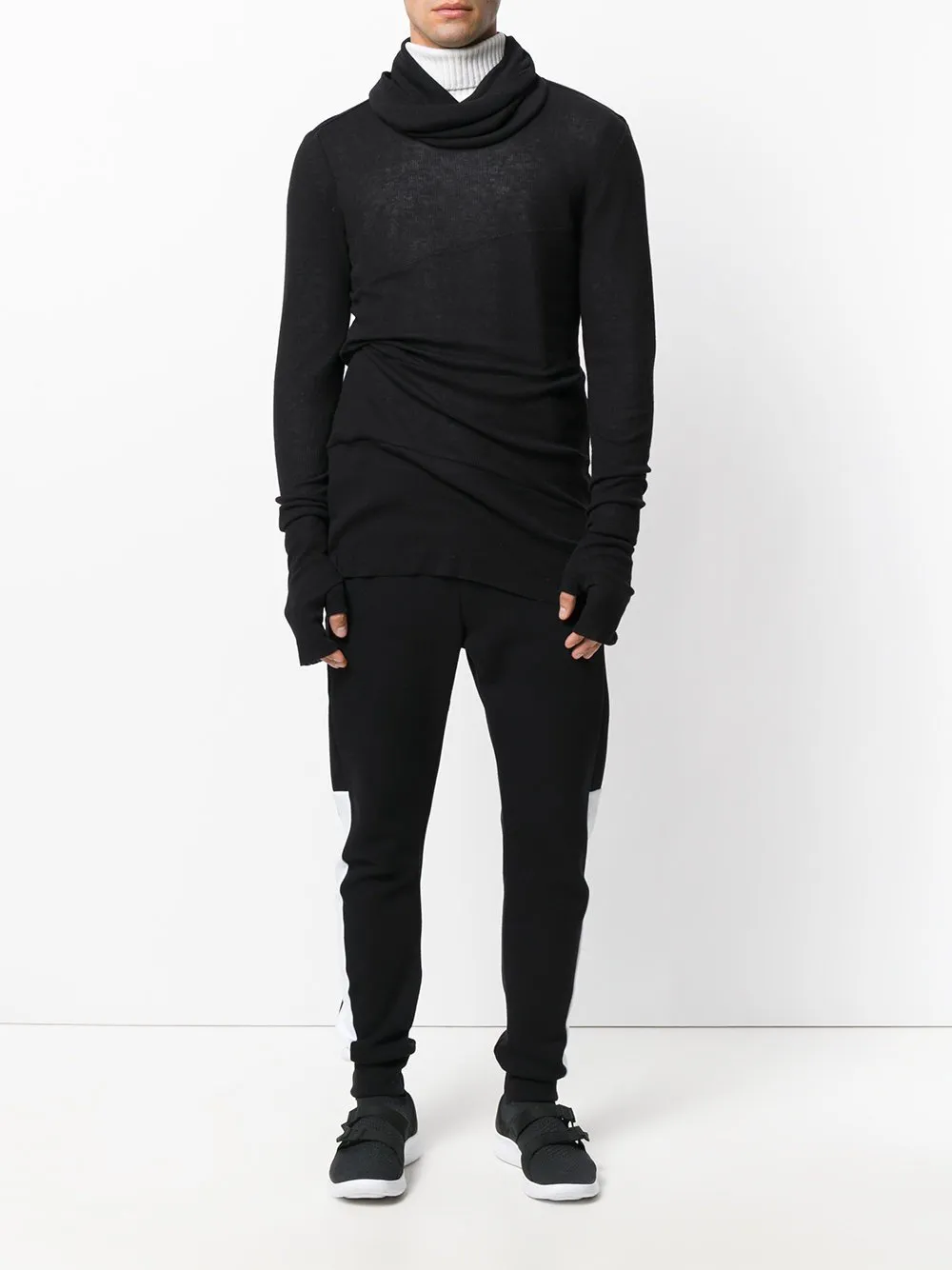 Draped Neck Jumper Black