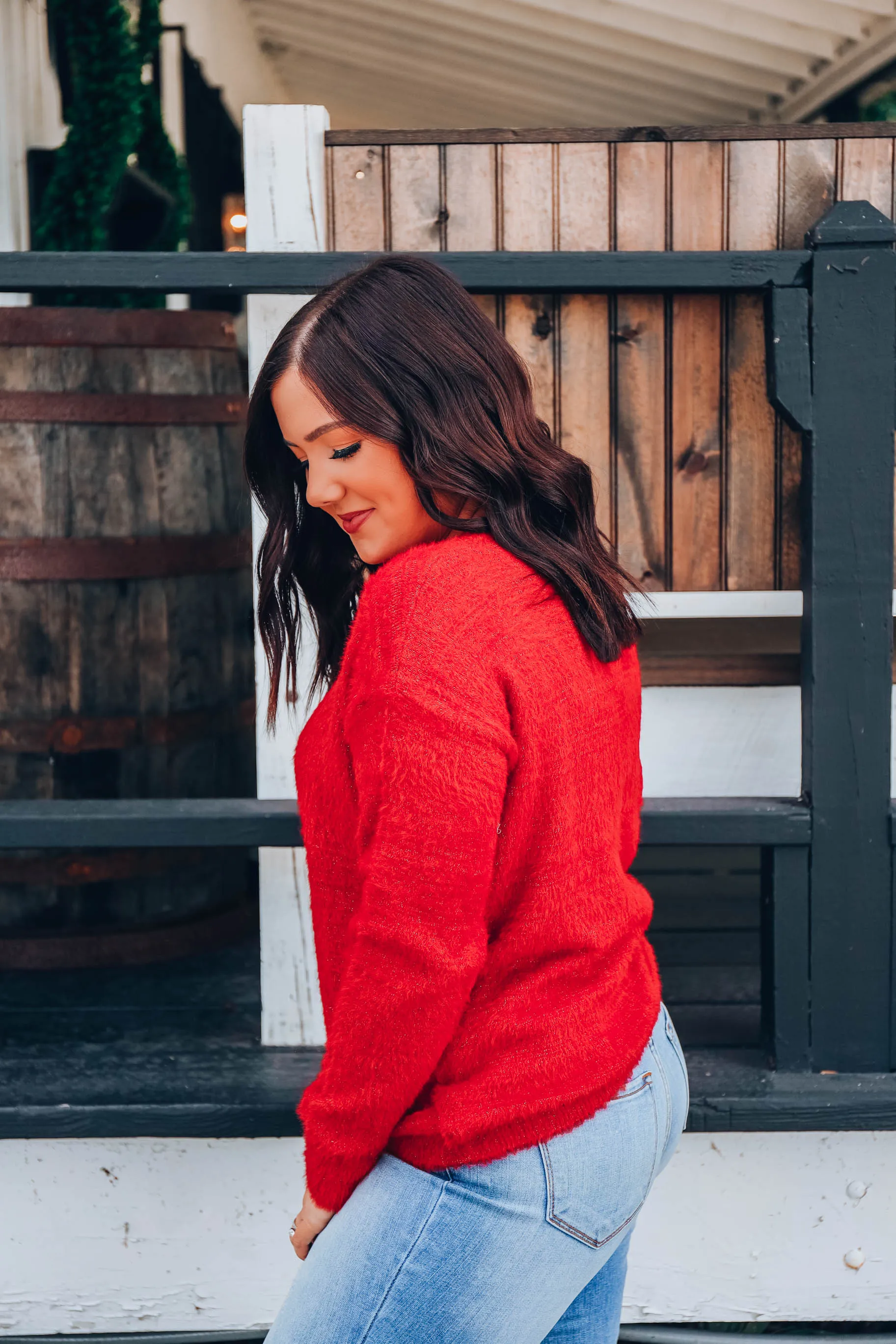 Feels Like Angora Tinsel Sweater - Red