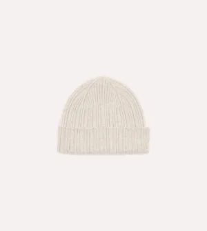 Grey Angora Lambswool Ribbed Knit Cap