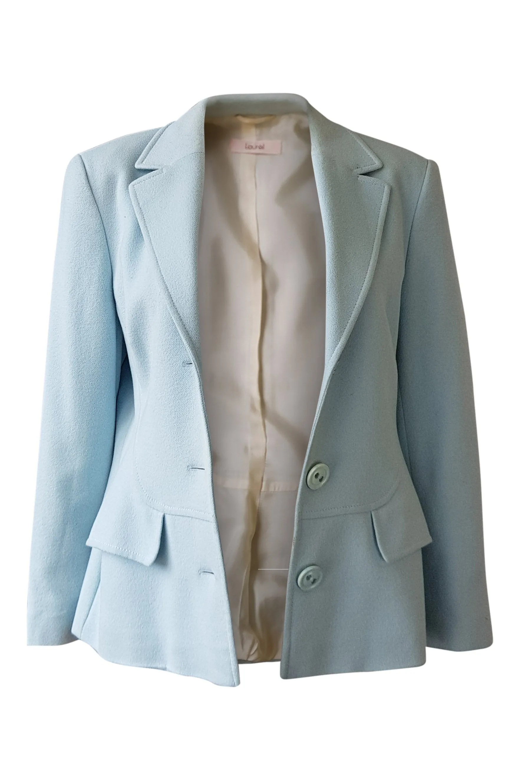 LAUREL Baby Blue Wool Angora Cashgora Blend Blazer Coat (UK 12)