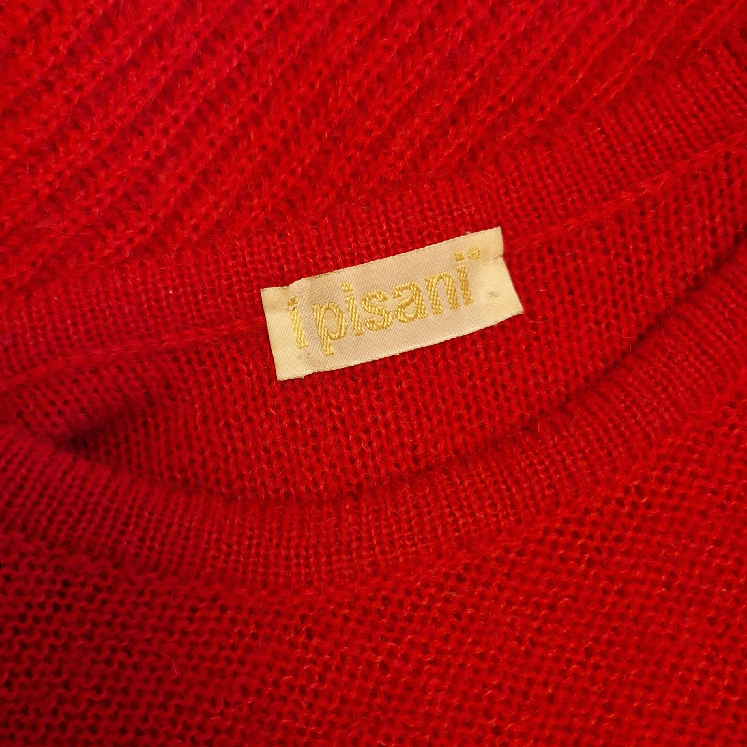 Maglione anni '80 rosso con fiore applicato