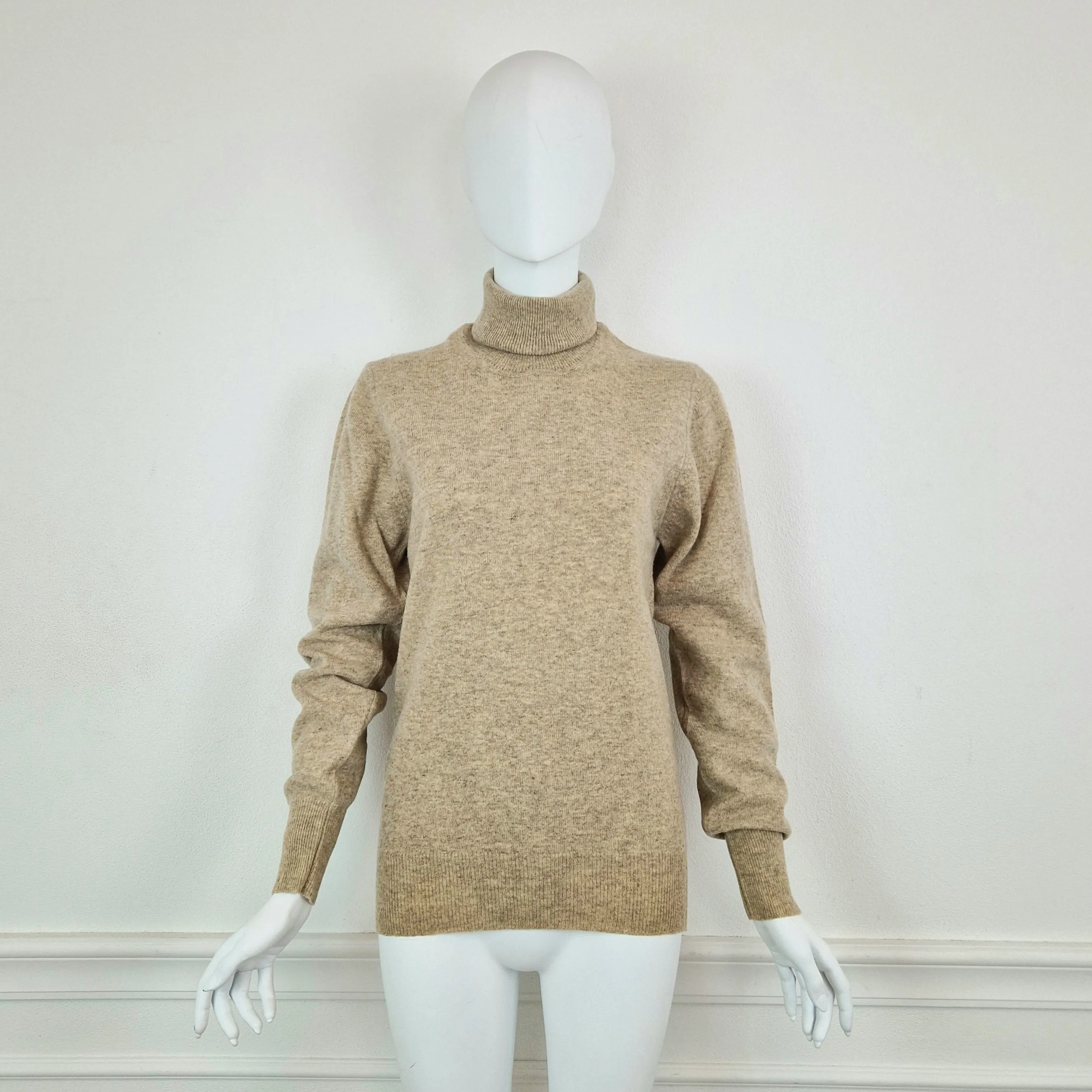 Maglione vintage collo alto sabbia