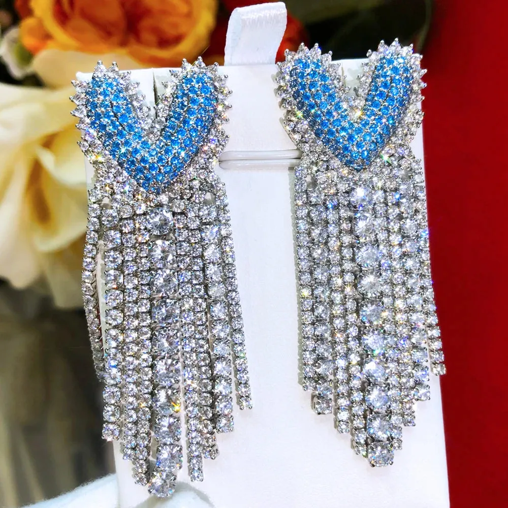 New Luxury Cute Heart Tassel Earrings For Gorgeous Fashion Women Bridal Earring