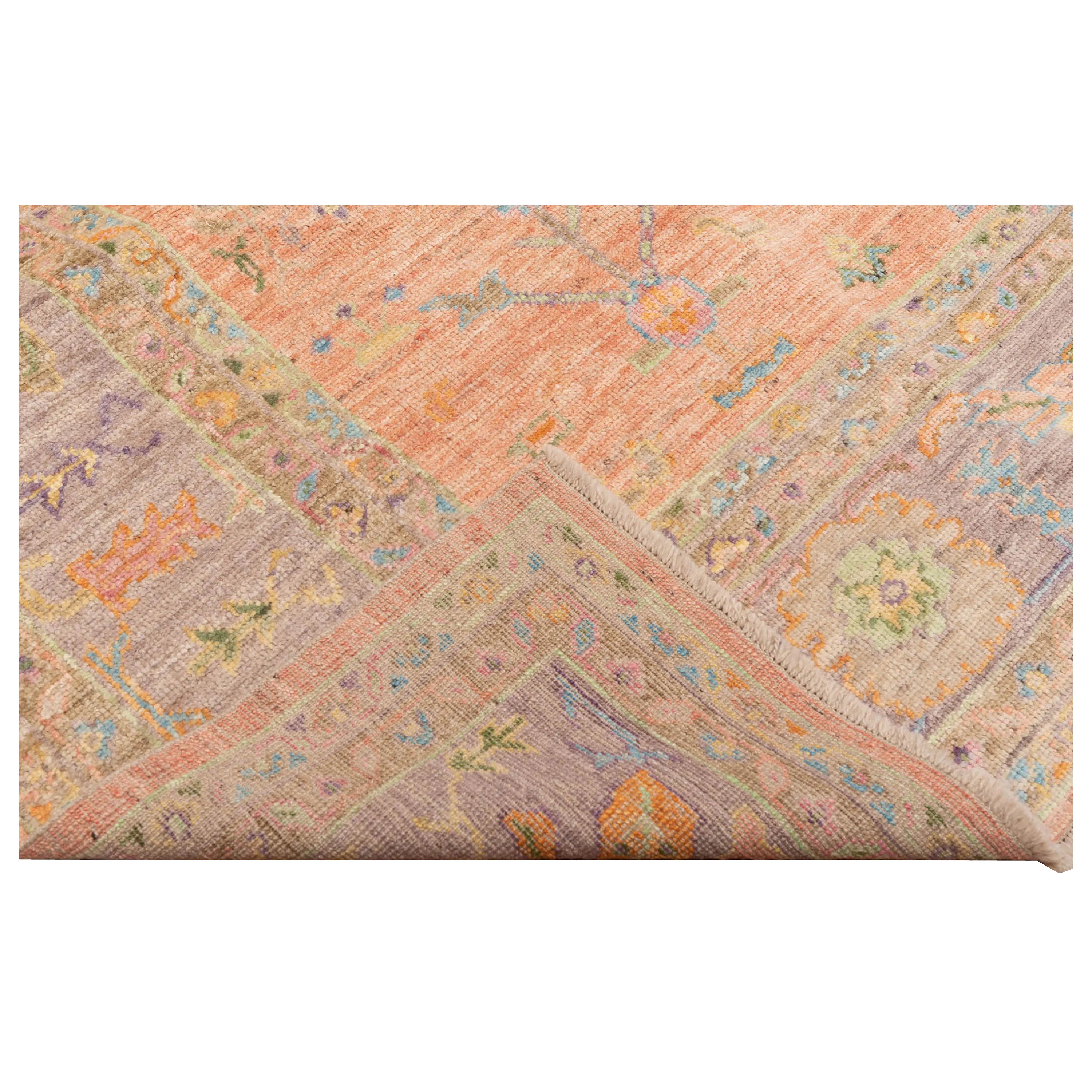 Orange Oushak Angora Wool Rug - 10'2" x 13'8"