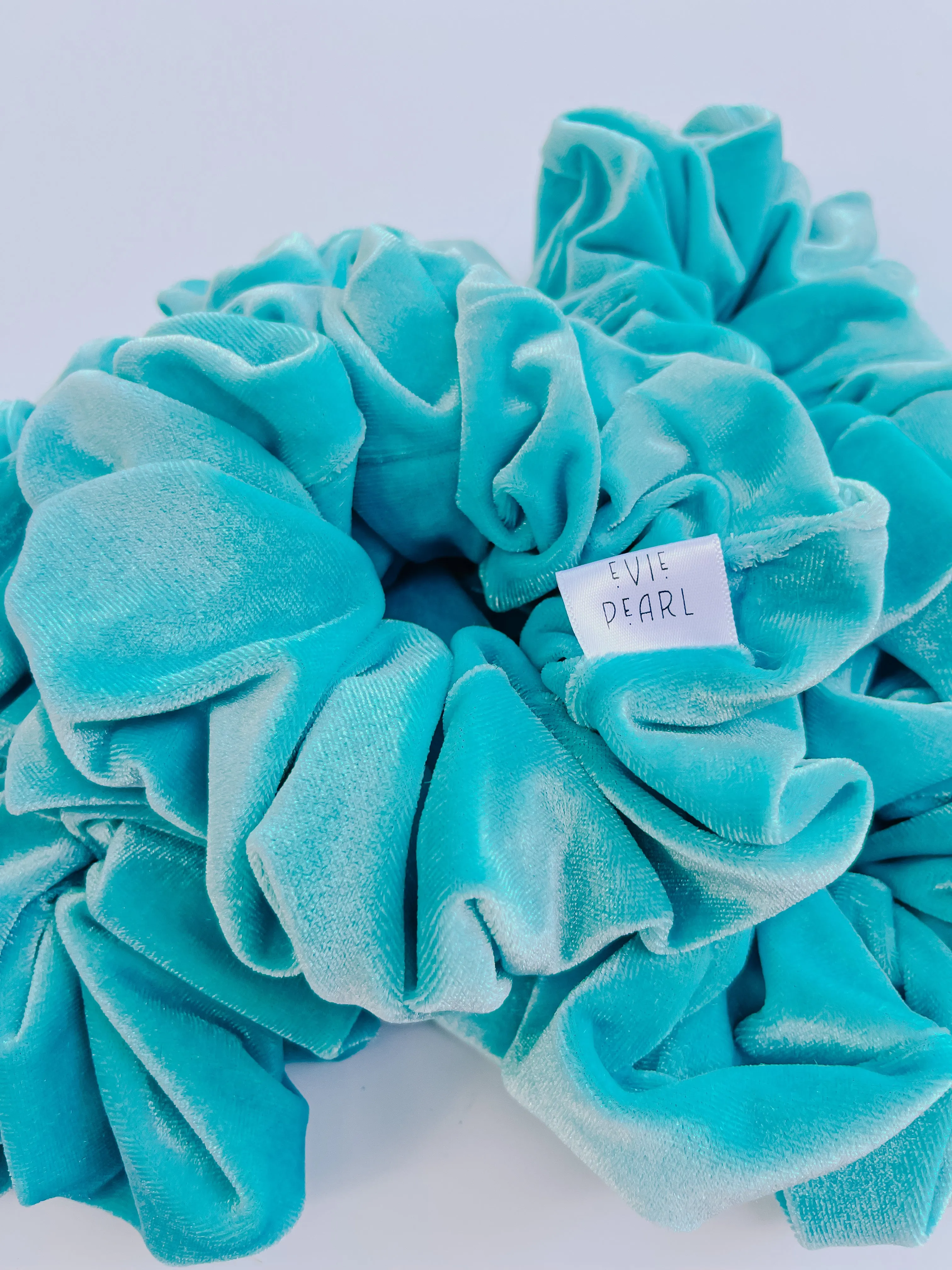 Oversized Velvet Teal Scrunchy