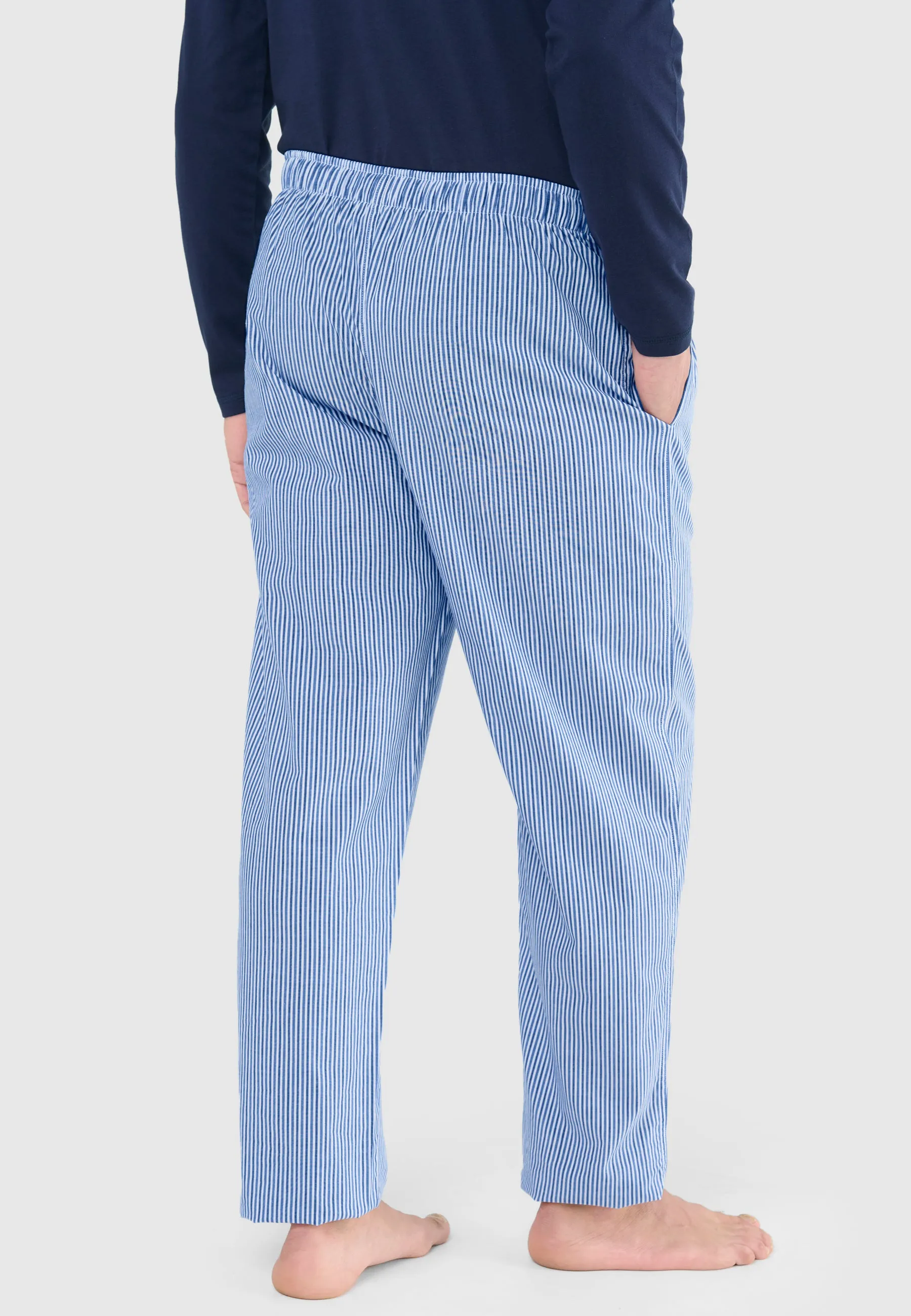 Pantalón Pijama Hombre Largo Algodón Popelín Rayas - Azul 8917_36