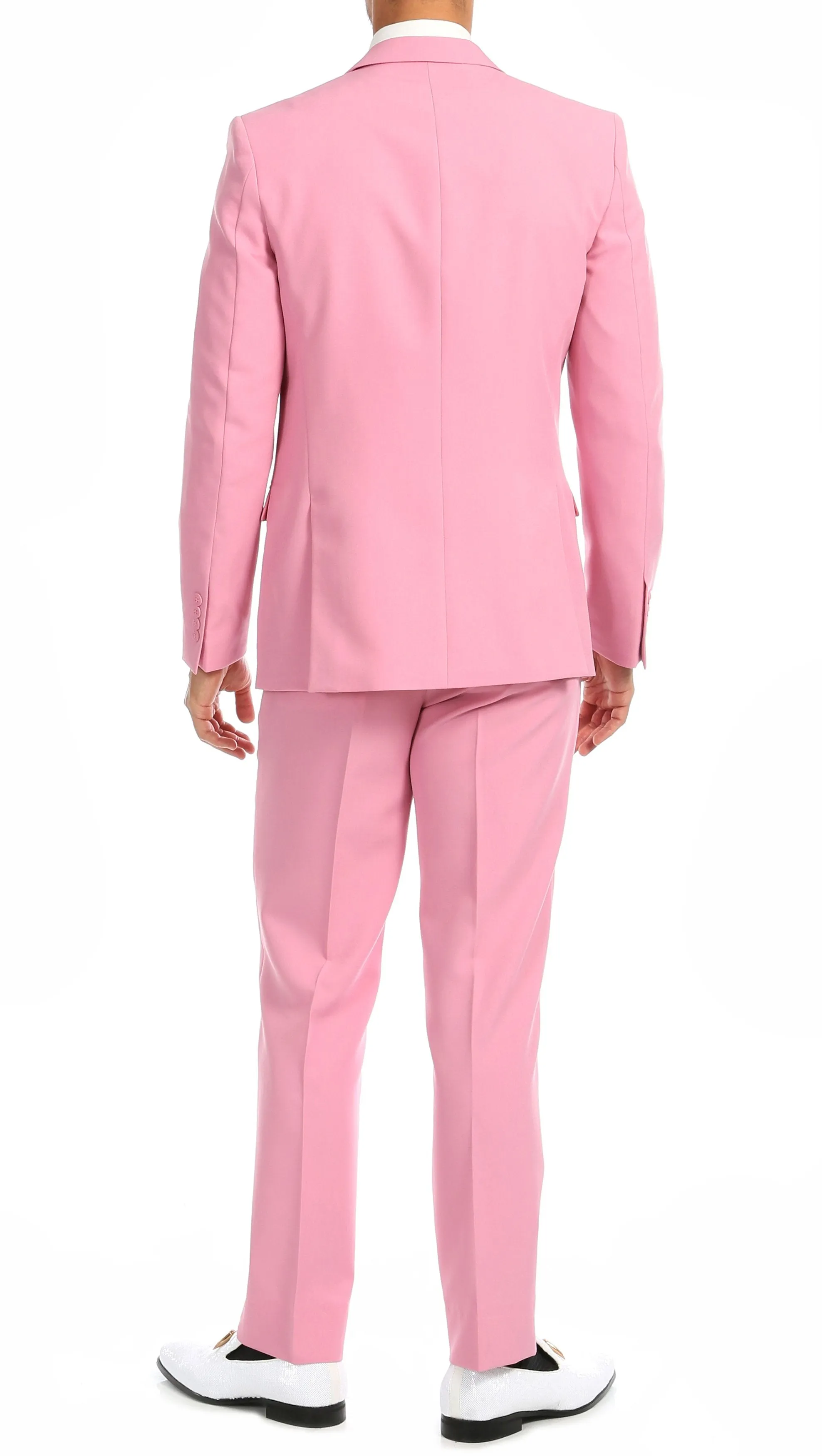 Paul Lorenzo Mens Pink Slim Fit 2 Piece Suit