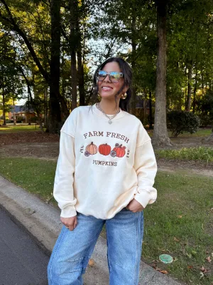 Pumpkins Embroidered Fleece Sweater