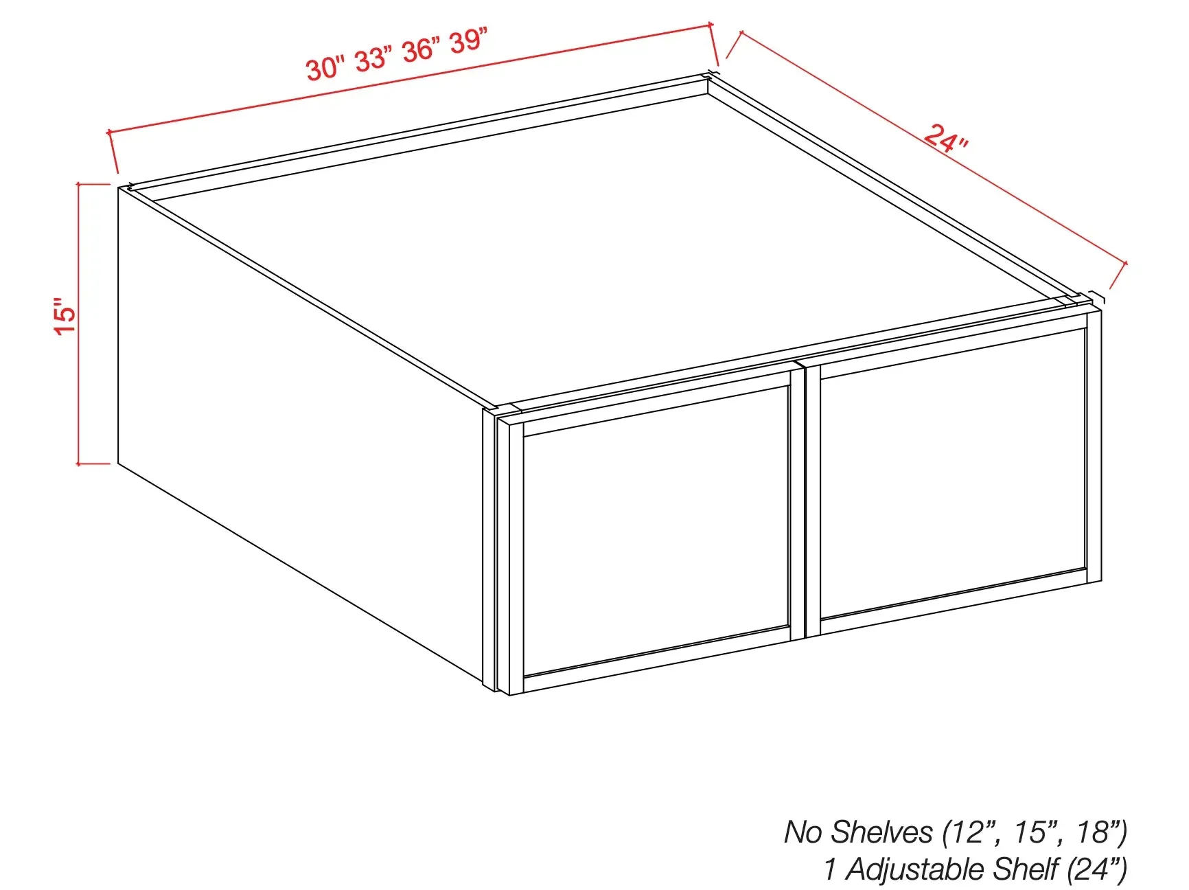 Refrigerator Wall Cabinet 24" High - Shaker Slim