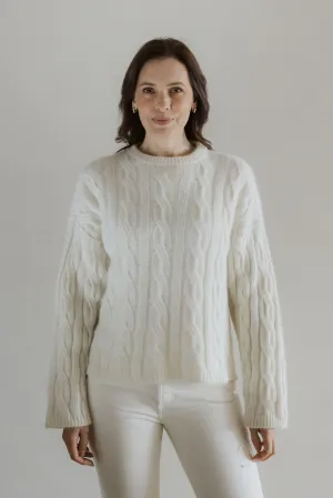 The Merino Angora Cable Jersey- Natural